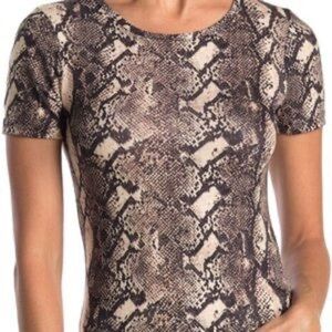 French Connection New With Tags Snakeskin Print Knit T-Shirt Size Small Neutral